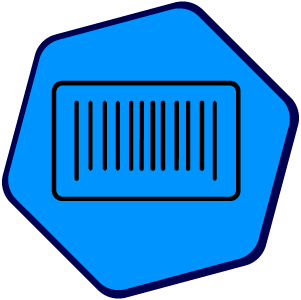 ilustração de hexagono com tag em codigo de barras