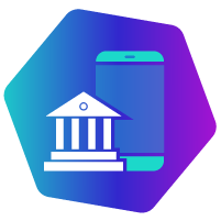 ilustra��o de celular e pr�dio referente a banco