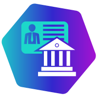 ilustra��o de carteira de identidade e pr�dio representando institui��o financeira