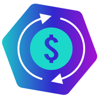 ilustra��o de moeda com flechas circulares em sua volta