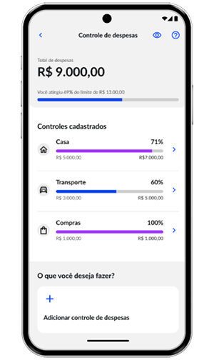 tela controle de despesas